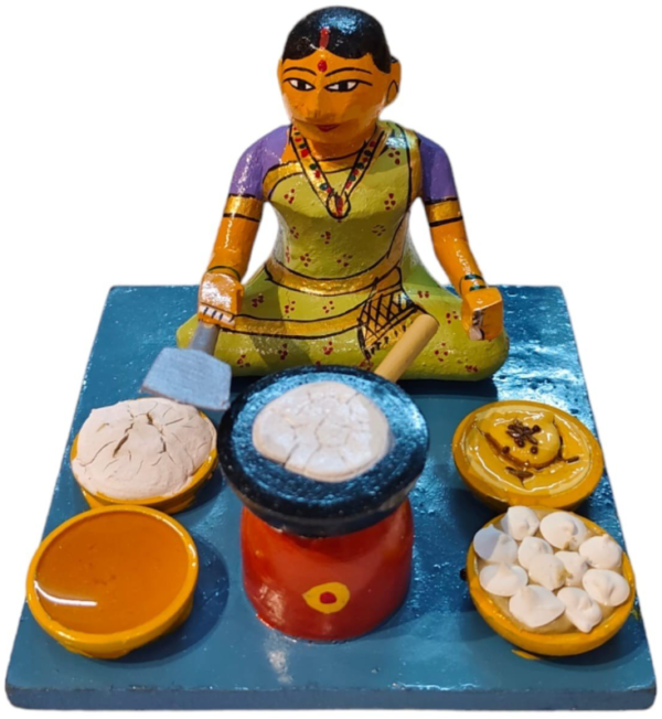 Dosa making toy, Kondapally wooden toys, South Indian wooden toys, Handcrafted wooden toys, Traditional Indian toys, Eco-friendly wooden toys, Sustainable toys, Ethically sourced toys, Indian handicrafts, Wooden toy collectibles,