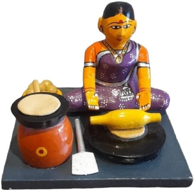 Kondapalli wooden toys, Indian wooden toys, Chapathi maker toy, Handcrafted wooden toys, Traditional Indian toys, Eco-friendly wooden toys, Sustainable toys, Ethically sourced toys, Indian handicrafts, Wooden toy collectibles,