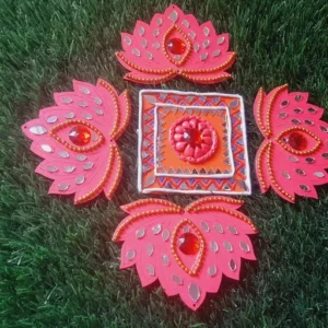 Pink Lotus Rangoli, Floral Rangoli Designs, Radiant Floral Decor, Elegant Rangoli Patterns, Lotus Flower Decor, Pink Rangoli Art, Vibrant Floral Decorations, Festive Home Decor, Indian Traditional Rangoli, Diwali Decoration Ideas,