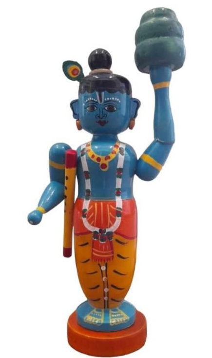 Govardhana Krishna sculpture, Wooden Krishna figurine, Handcrafted Krishna deity, Traditional wooden idols, Govardhana Puja decor, Indian religious figurines, Wooden Govardhan Krishna murti, Krishna worship accessories, Collectible Krishna statues, Wooden divine crafts,