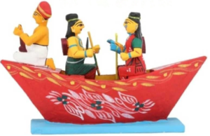 Kondapally Toys, Rama Boat, Wooden Toy, Indian Folklore, Handcrafted, Traditional Craft, Artisanal Toy, Collectible, Cultural Heritage, Eco-friendly,