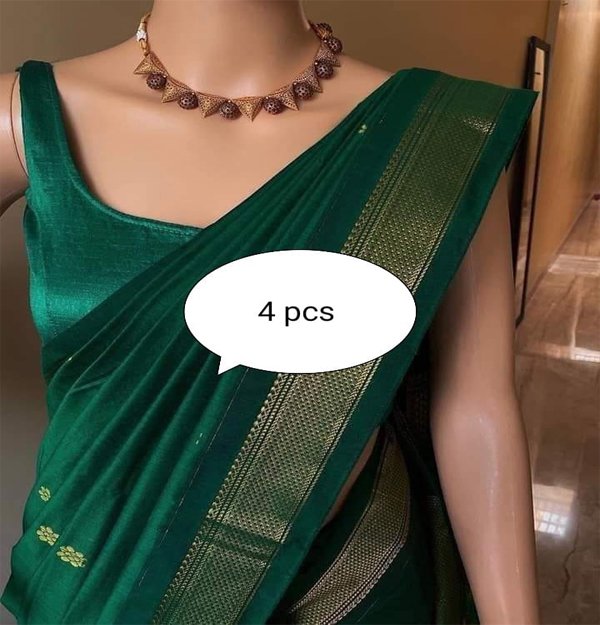 Pure Kalyani Silk Cotton Saree With Unstitched Contrast Blouse