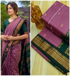 Pure Kalyani silk cotton saree, Red and bottle green saree, Contrast blouse saree, Traditional silk cotton saree, South Indian silk saree, Ethnic saree with contrast blouse, Handloom silk cotton saree, Designer silk saree, Kalyani silk saree online, Indian wedding saree,