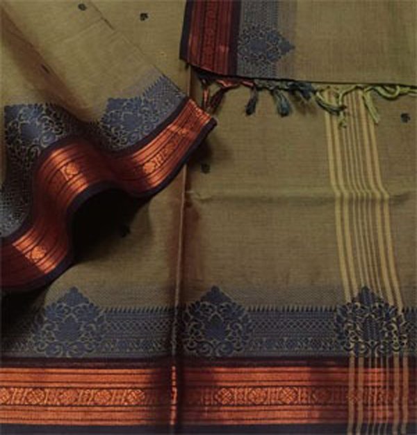 Kanchi Cotton hand woven putta saree