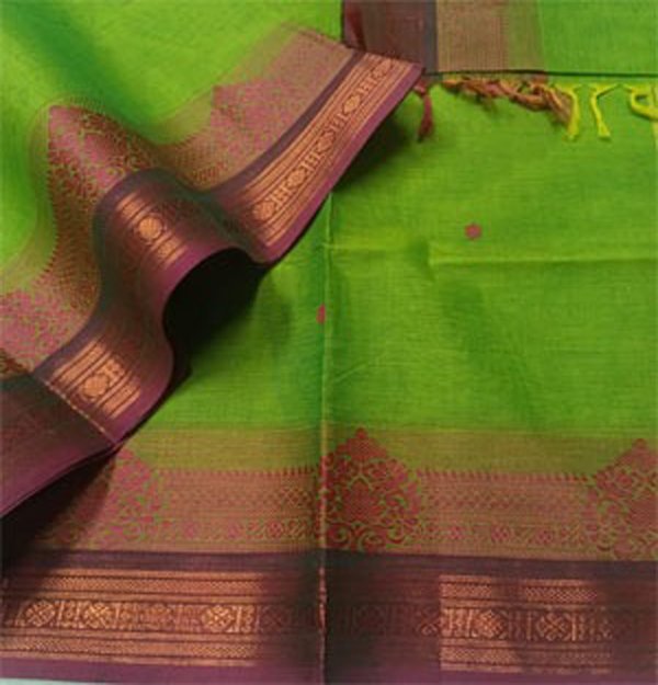 Kanchi Cotton hand woven putta saree