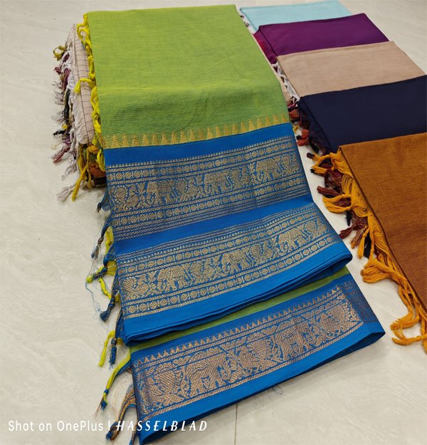 Kanchi Cotton plain saree