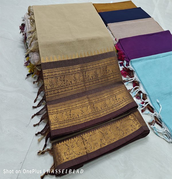 Kanchi Cotton plain saree