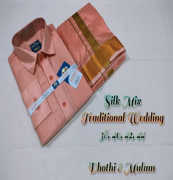 Traditional Wedding Silk Mix Dhothi Set