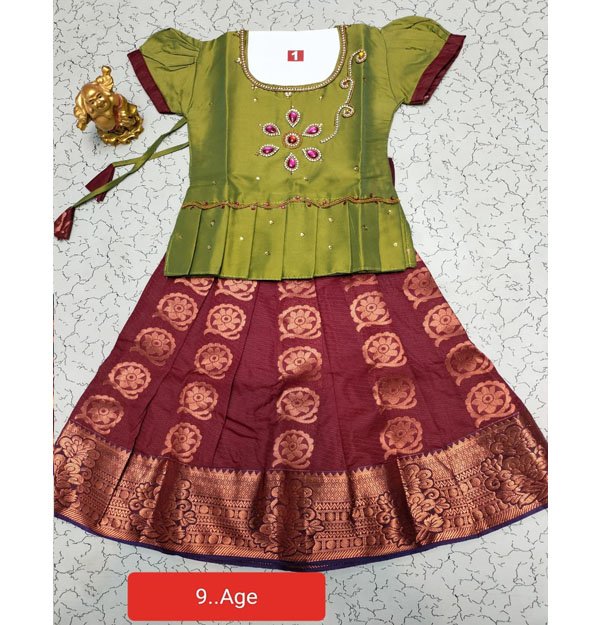 Kids Pattu Paavadai Sets ( vibgyor 01) 1 Kids Pattu Paavadai Sets