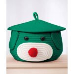 Cute Bear Woven Basket with Cap