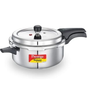 Prestige SS Deluxe Alpha Svachh Deep Pan Pressure Cooker 5L with Glass Lid – Durable Stainless Steel, Induction Compatible, and Easy to Clean