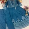 Anarkali kurta set with saganeri print