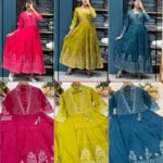 Anarkali kurta set with saganeri print