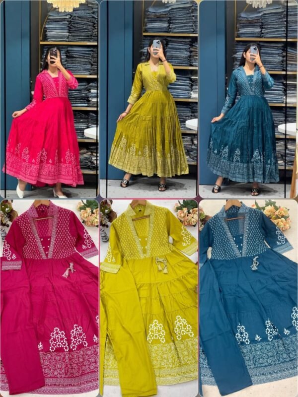 Elegant Anarkali Kurta Set for women, featuring intricate embroidery, a flowing silhouette, and a matching dupatta, perfect for festive occasions and traditional events.