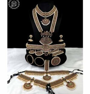 Authentic Bharatanatyam Jewelry Set Traditional Gold Plated Temple Dance Accessories 