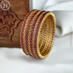 Beautiful Gold Plated Kemp Stone Bangles (Set Of 4) JH6016-A