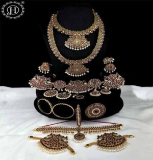 Authentic Bharatanatyam Jewelry Set Traditional Gold Plated Temple Dance Accessories JH6509