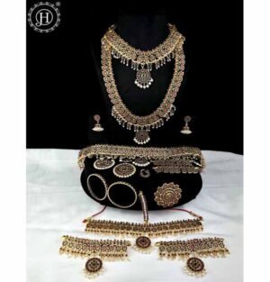 Authentic Bharatanatyam Jewelry Set Traditional Gold Plated Temple Dance Accessories
