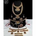 Authentic Bharatanatyam Jewelry Set Traditional Gold Plated Temple Dance Accessories JH6504