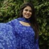Kasmira New Floral Gown Dupatta Set in Georgette with Lace & Digital Print Elegance