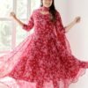Kasmira New Floral Gown Dupatta Set in Georgette with Lace & Digital Print Elegance