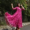 Kasmira New Floral Gown Dupatta Set in Georgette with Lace & Digital Print Elegance