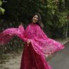 Kasmira New Floral Gown Dupatta Set in Georgette with Lace & Digital Print Elegance