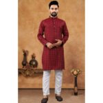 Men's stylist kurta with payjama [100% Cotton Comfort] Classy with Elegant Gold Detailing