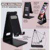Metal mobile stand with adjustable neck and 180-degree rotation for smartphones