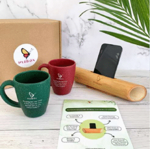 Bamboo Speaker and Rice Husk Coffee Cup Gift Set