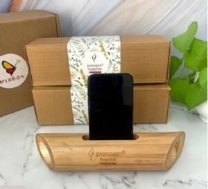 Bamboo Speaker Mobile Stand - used as natural amplifier and phone holder