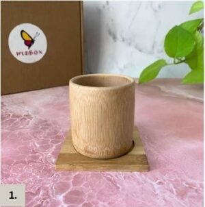 Natural Bamboo Cup with Coaster for eco-friendly drinking