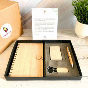 Bamboo Executive Pack with notebook, bamboo pen, key chain