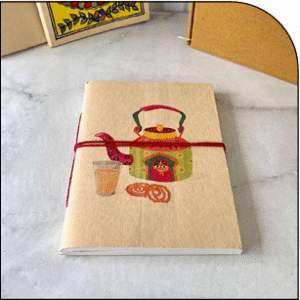 Tea Time Tales Handmade Paper Diary – Eco-Friendly Journal with Tea-Themed Art