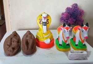 Clay Mannettu Balarama Krishna Nagappa Traditional Handcrafted Dolls