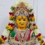 [Ready-to-Use] Decorated Fiber Varalakshmi Face – Beautiful, Traditional & Worship-Ready!