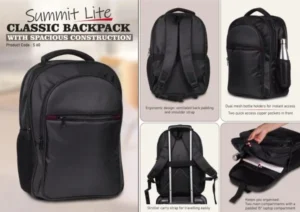 Summit Lite classic backpack-maroon-accent backpack with zipper and mesh pockets