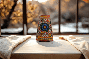Tholu Bommalata Flower Lampshade – Gullakaari – Handcrafted Lamp with Intricate Floral Motifs