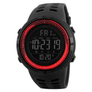Skmei Digital Black Dial PU Strap Watch for Men
