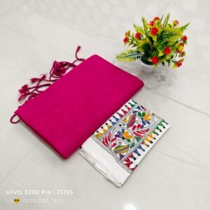 Woman wearing plain handloom khadi cotton saree in natural tones