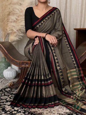 Handloom Soft Khadi Cotton Temple Border Saree