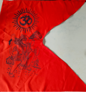 Hanuman Kesari Flag in saffron color for spiritual devotion and temple use