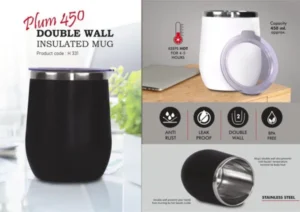 Plum 450 Insulated Mug with double-wall design, 450ml capacity – keeps beverages hot for up to 5 hours