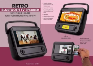 Retro Bluetooth TV Speaker with Phone Holder design