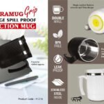 [460ml Capacity] DuraMug Grip – [2025 Model] Spill-Proof Suction Mug with Flip Top Lid