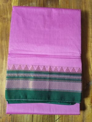 Ilkal Mercerized Cotton Plain Pink Saree with Tope Pallu