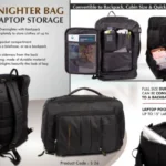[2025 Upgrade] Overnighter Bag with Laptop Storage | Convertible to Backpack | Cabin Size | Quick Access Pockets