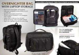 Overnighter bag with laptop storage