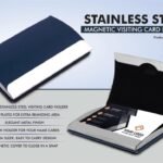 [2025 Edition] Premium Stainless Steel Magnetic Visiting Card Holder – Blue (1 Pc)