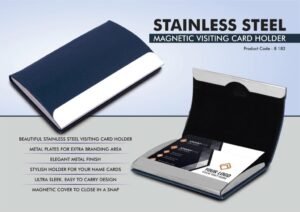 Stainless Steel Magnetic Visiting Card Holder Blue